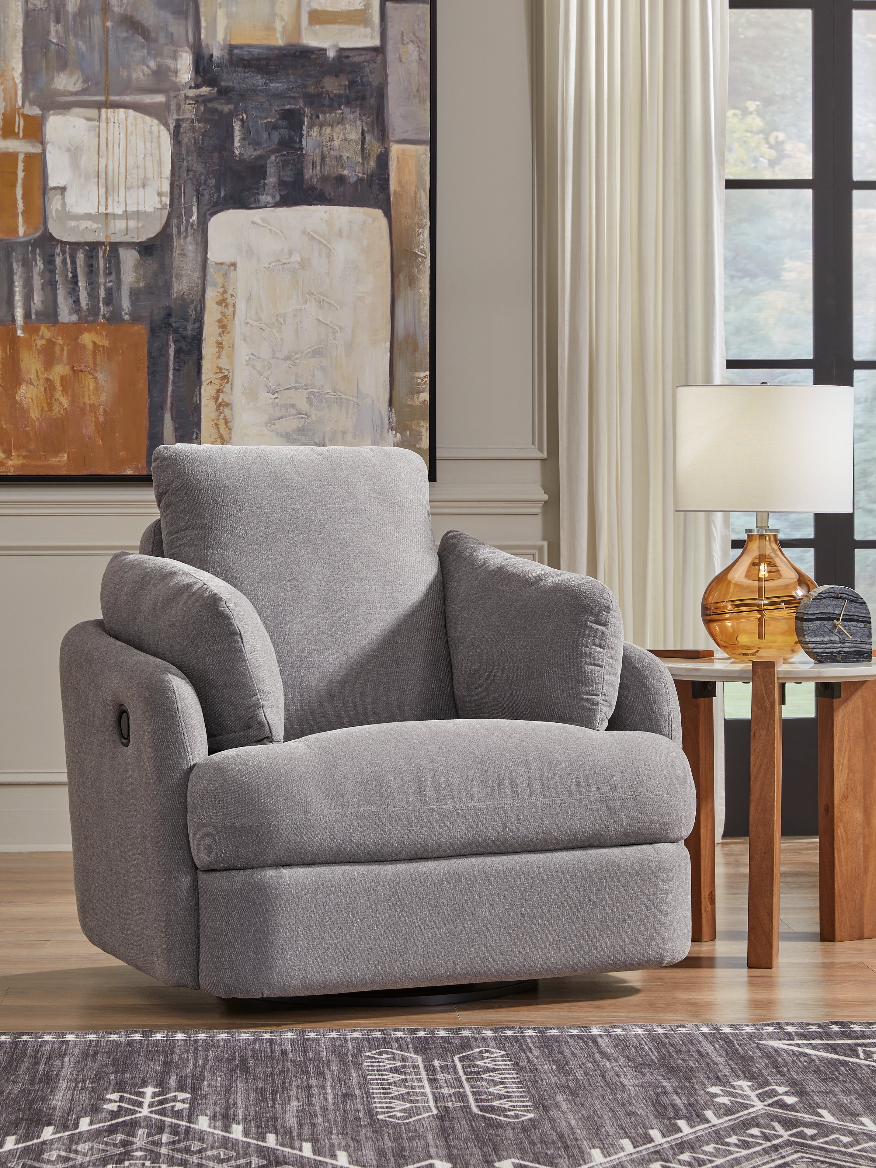 Ashley Furniture - Nexseat Swivel Recliner - Gray Next-Gen Nuvella - Recliners - Additional View 1