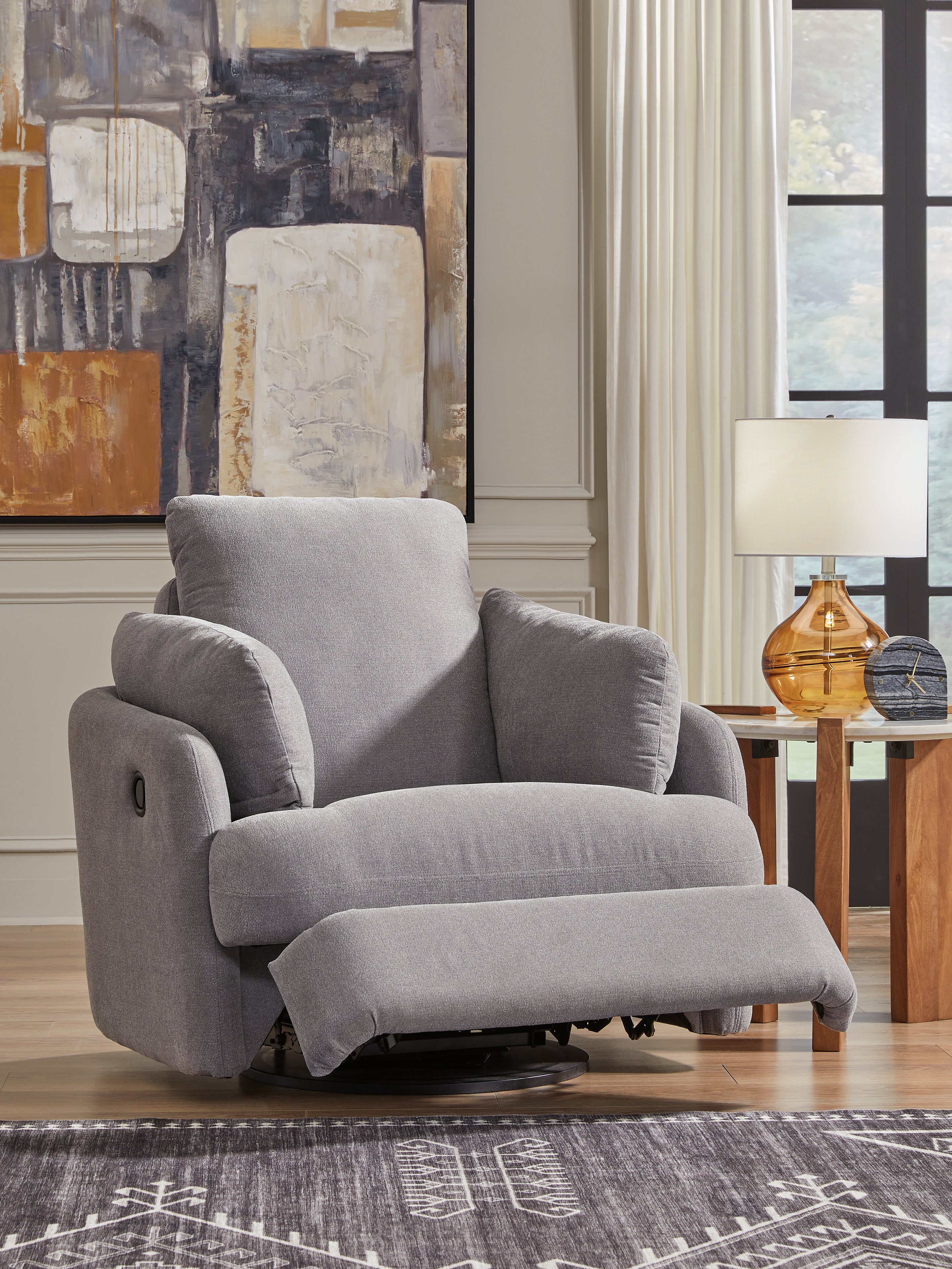 Ashley Furniture - Nexseat Swivel Recliner - Gray Next-Gen Nuvella - Recliners - Additional View 7