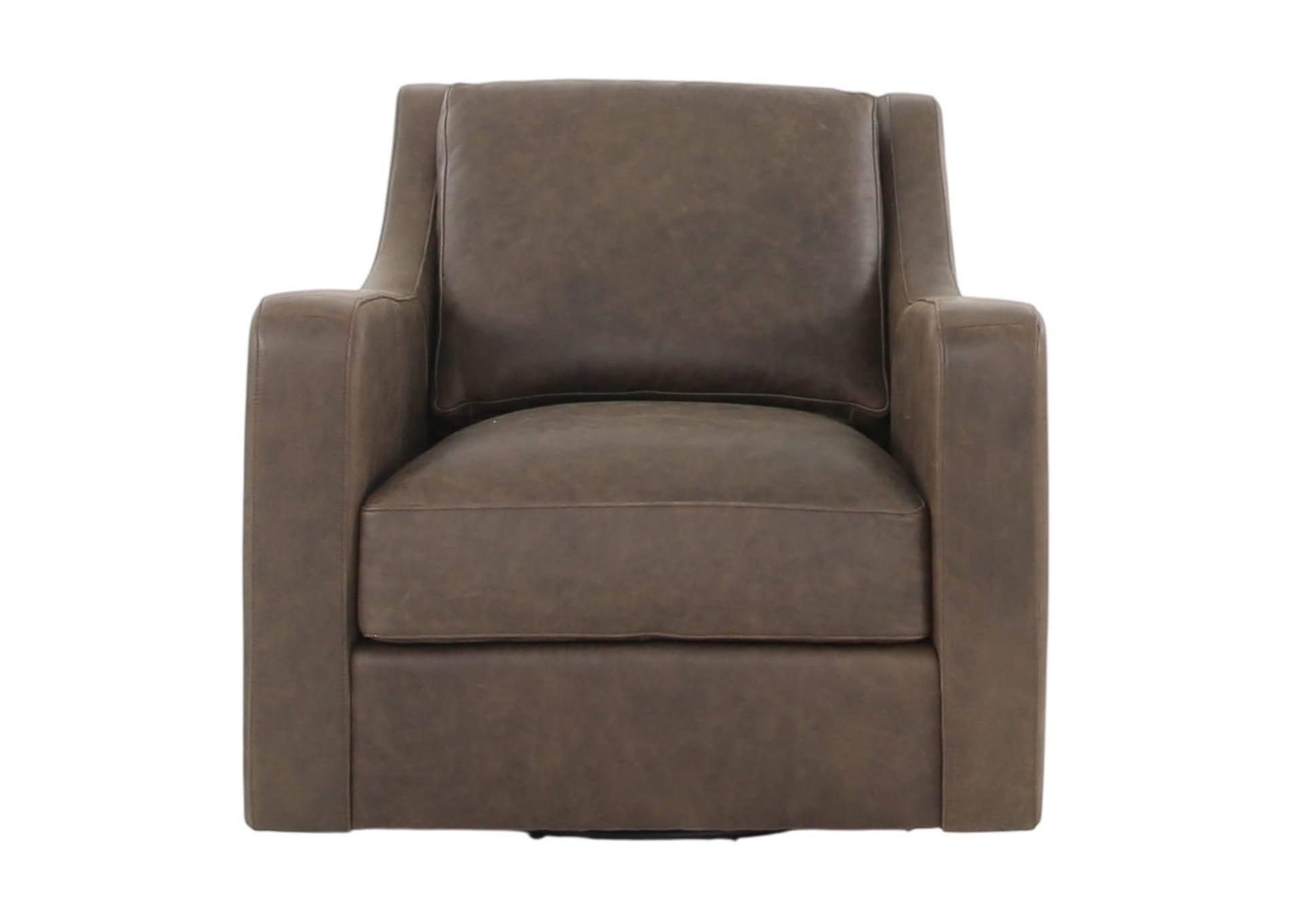 BONAVENTURA WALNUT LEATHER SWIVEL CHAIR