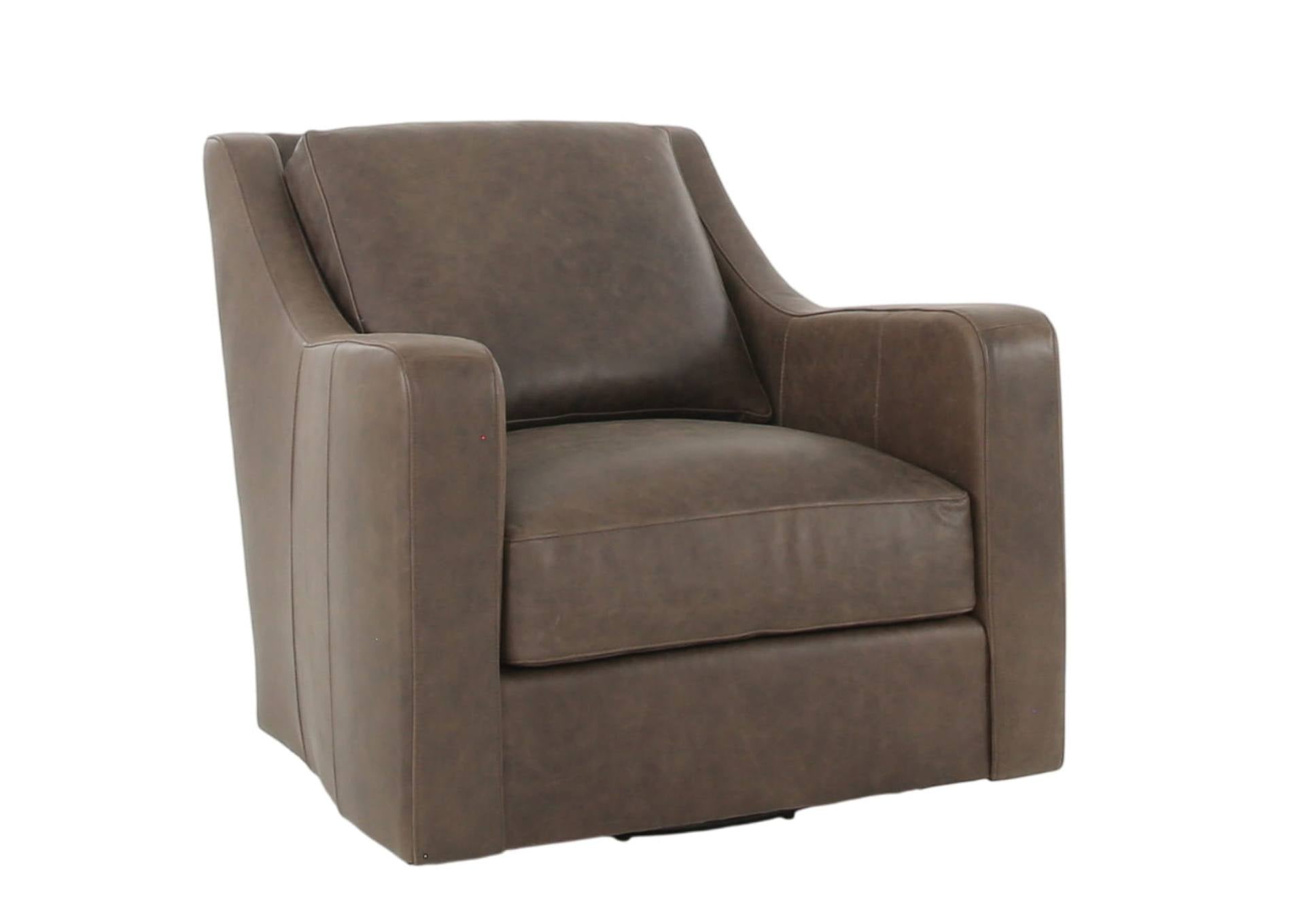 BONAVENTURA WALNUT LEATHER SWIVEL CHAIR - Additional View 1