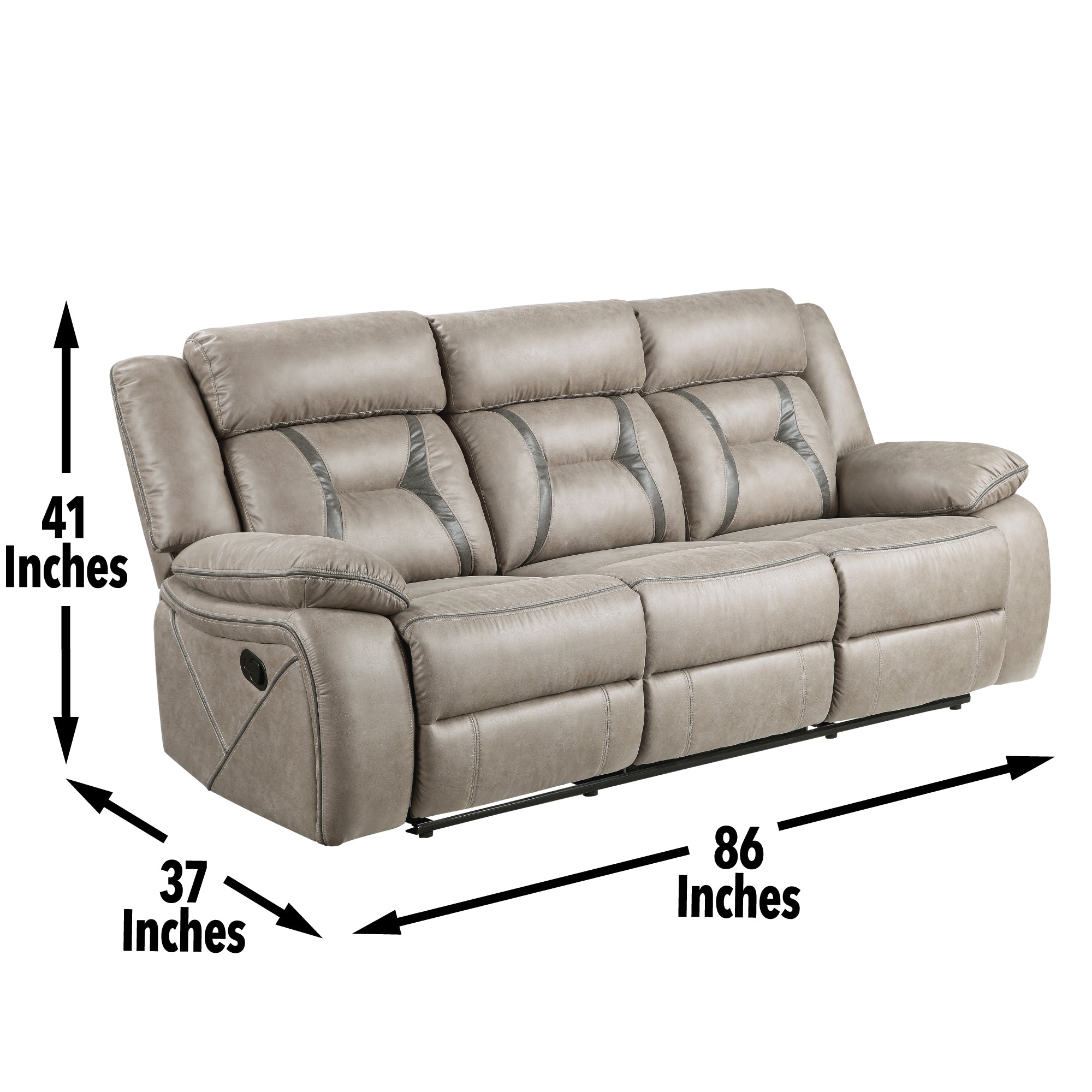 Steve Silver Furniture - TYSON RECLINING SOFA WITH DROP DOWN CONSOLE - Dark Gray Faux Leather - Sofas - Additional View 1