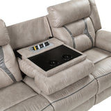 Steve Silver Furniture - TYSON RECLINING SOFA WITH DROP DOWN CONSOLE - Dark Gray Faux Leather - Sofas - Additional View 5