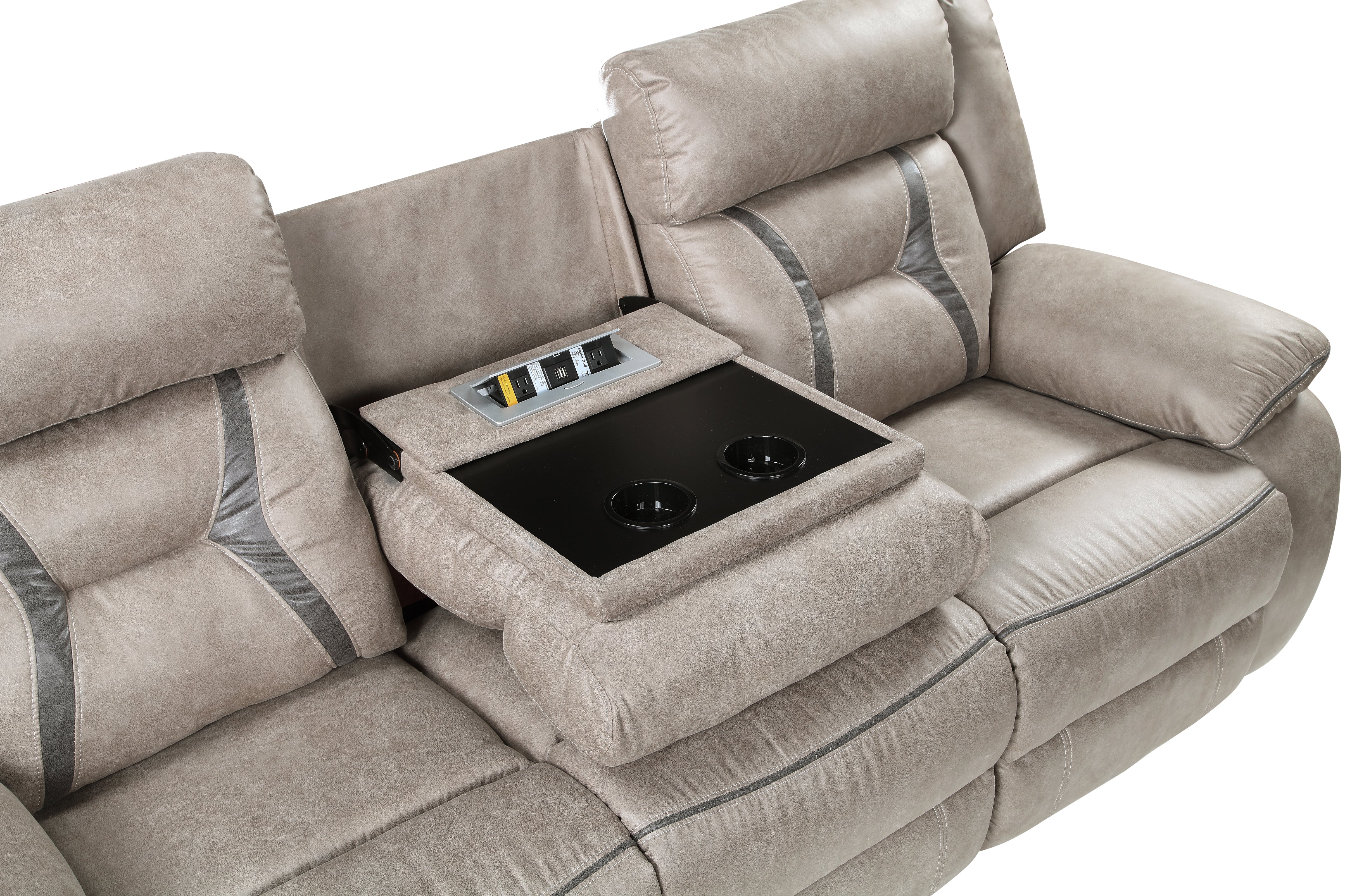 Steve Silver Furniture - TYSON RECLINING SOFA WITH DROP DOWN CONSOLE - Dark Gray Faux Leather - Sofas - Additional View 5