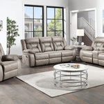 Steve Silver Furniture - TYSON RECLINING SOFA WITH DROP DOWN CONSOLE - Dark Gray Faux Leather - Sofas - Additional View 6