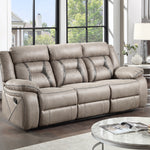 Steve Silver Furniture - TYSON RECLINING SOFA WITH DROP DOWN CONSOLE - Dark Gray Faux Leather - Sofas - Additional View 7