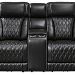 Ashley Furniture - Boyington Power Console Loveseat With Massage, Heat, And Led Lighting - Black - Leather Match - Loveseats