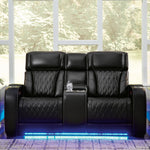 Ashley Furniture - Boyington Power Console Loveseat With Massage, Heat, And Led Lighting - Black - Leather Match - Loveseats - Additional View 1