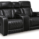 Ashley Furniture - Boyington Power Console Loveseat With Massage, Heat, And Led Lighting - Black - Leather Match - Loveseats - Additional View 2