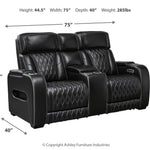 Ashley Furniture - Boyington Power Console Loveseat With Massage, Heat, And Led Lighting - Black - Leather Match - Loveseats - Additional View 3