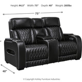 Ashley Furniture - Boyington Power Console Loveseat With Massage, Heat, And Led Lighting - Black - Leather Match - Loveseats - Additional View 3