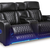 Ashley Furniture - Boyington Power Console Loveseat With Massage, Heat, And Led Lighting - Black - Leather Match - Loveseats - Additional View 4