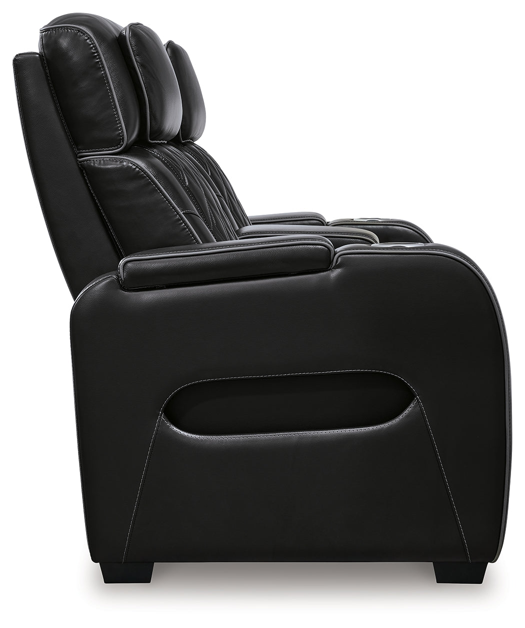 Ashley Furniture - Boyington Power Console Loveseat With Massage, Heat, And Led Lighting - Black - Leather Match - Loveseats - Additional View 5