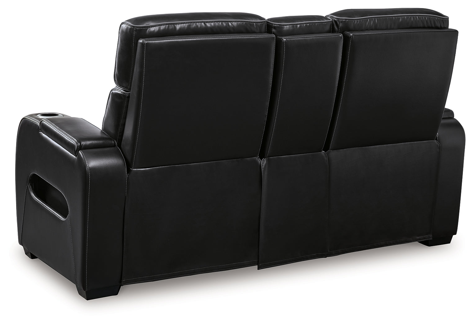 Ashley Furniture - Boyington Power Console Loveseat With Massage, Heat, And Led Lighting - Black - Leather Match - Loveseats - Additional View 6