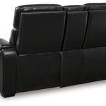 Ashley Furniture - Boyington Power Console Loveseat With Massage, Heat, And Led Lighting - Black - Leather Match - Loveseats - Additional View 6