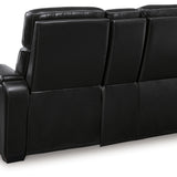 Ashley Furniture - Boyington Power Console Loveseat With Massage, Heat, And Led Lighting - Black - Leather Match - Loveseats - Additional View 6