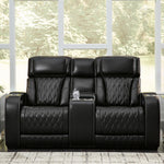 Ashley Furniture - Boyington Power Console Loveseat With Massage, Heat, And Led Lighting - Black - Leather Match - Loveseats - Additional View 7