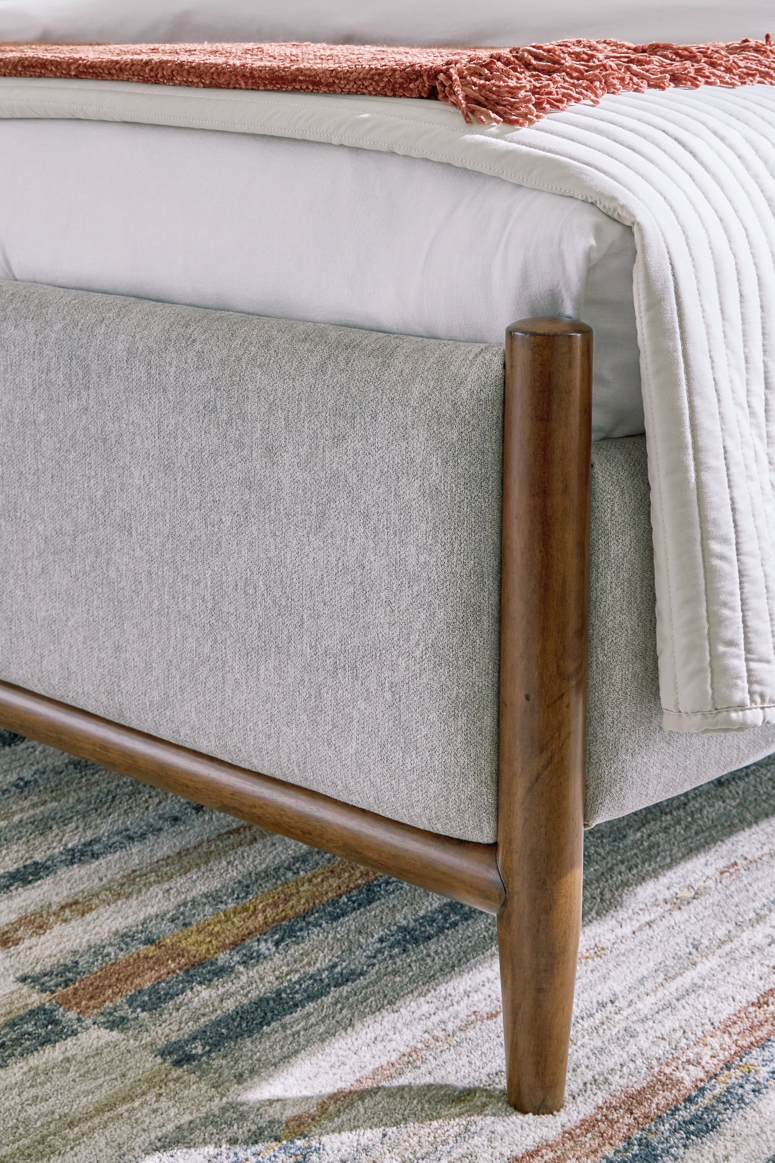 Ashley Furniture - Lyncott Queen Upholstered Bed - Dark Brown|Gray Fabric|Wood - Beds - Additional View 2