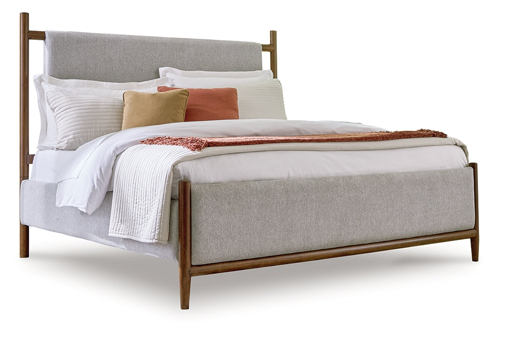 Ashley Furniture - Lyncott Queen Upholstered Bed - Dark Brown|Gray Fabric|Wood - Beds