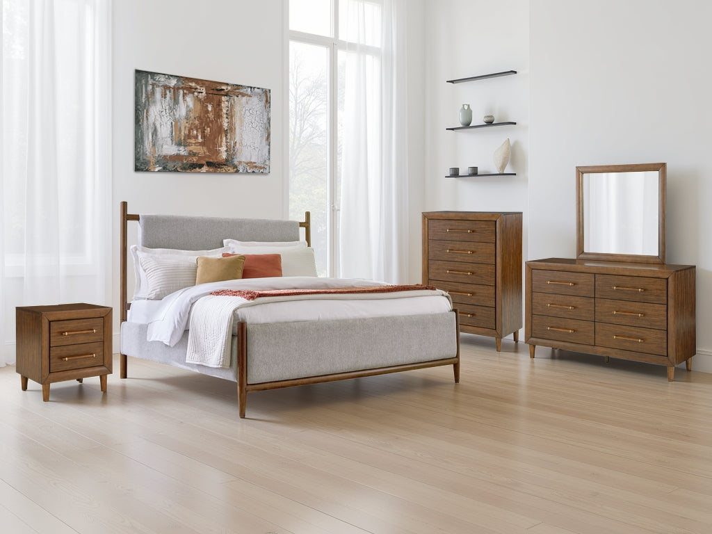 Ashley Furniture - Lyncott Queen Upholstered Bed - Dark Brown|Gray Fabric|Wood - Beds - Additional View 5