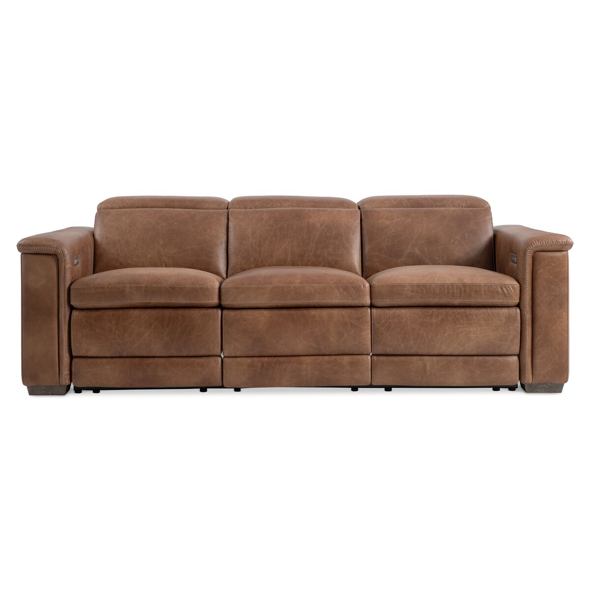 Premium brown leather sofa on a white background