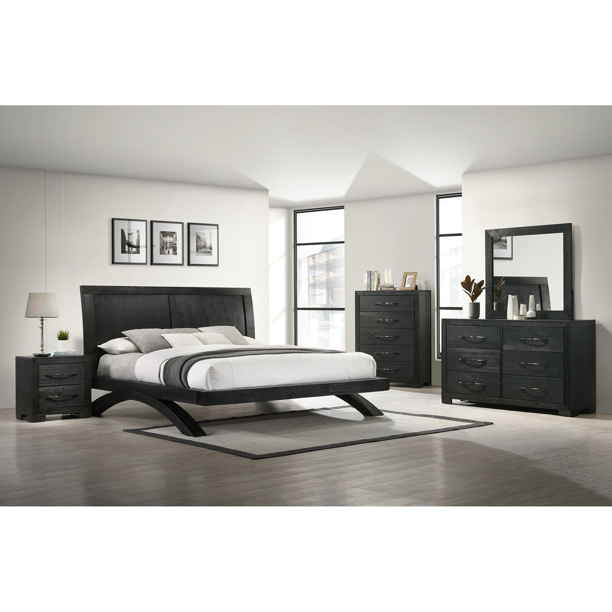 Elements International - Allan Queen Bed - Black - Wood - Beds - Additional View 3