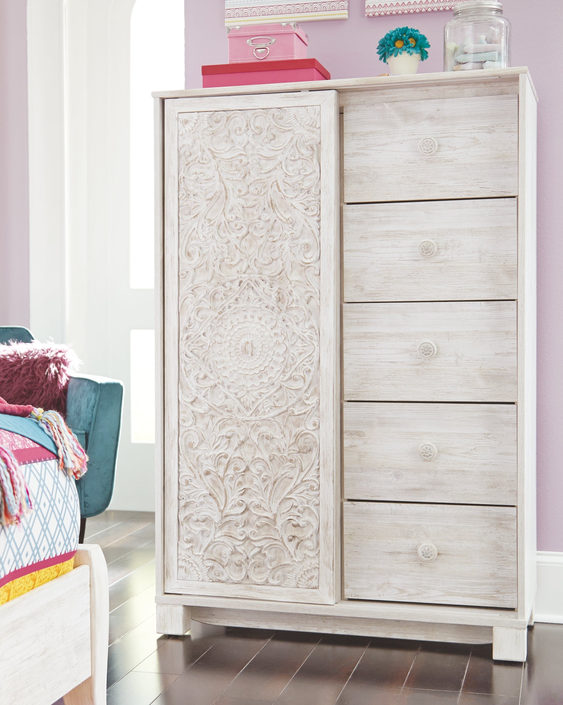 Ashley Furniture - PAXBERRY DRESSING CHEST - White Wood - Chests - Additional View 4