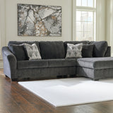 Ashley Furniture - Biddeford 2-Piece Sectional With Raf Corner Chaise - Ebony - Black Fabric - Sectionals - Additional View 2