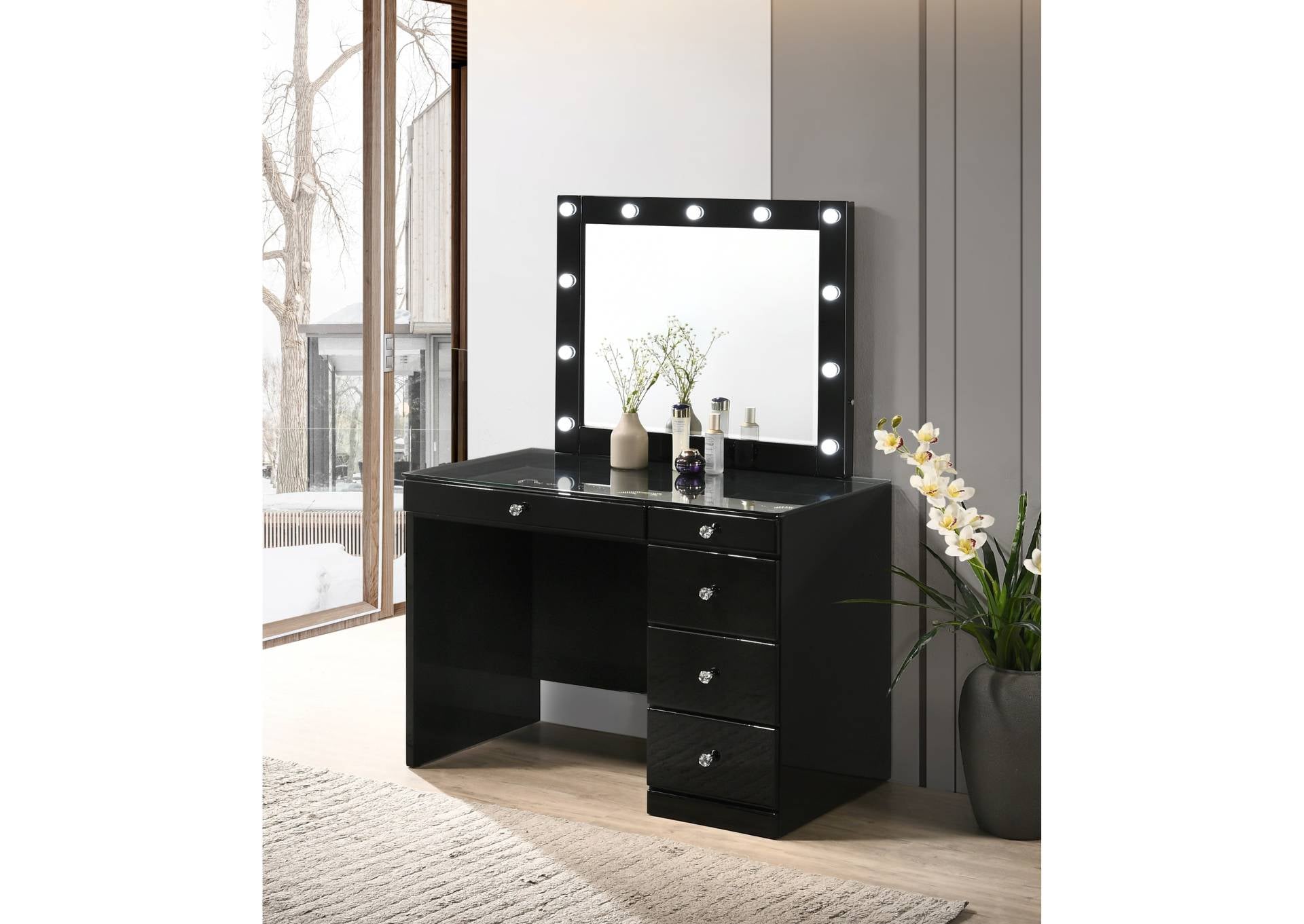 Morgan Black Vanity With Led Mirror – Ivan Smith Furniture