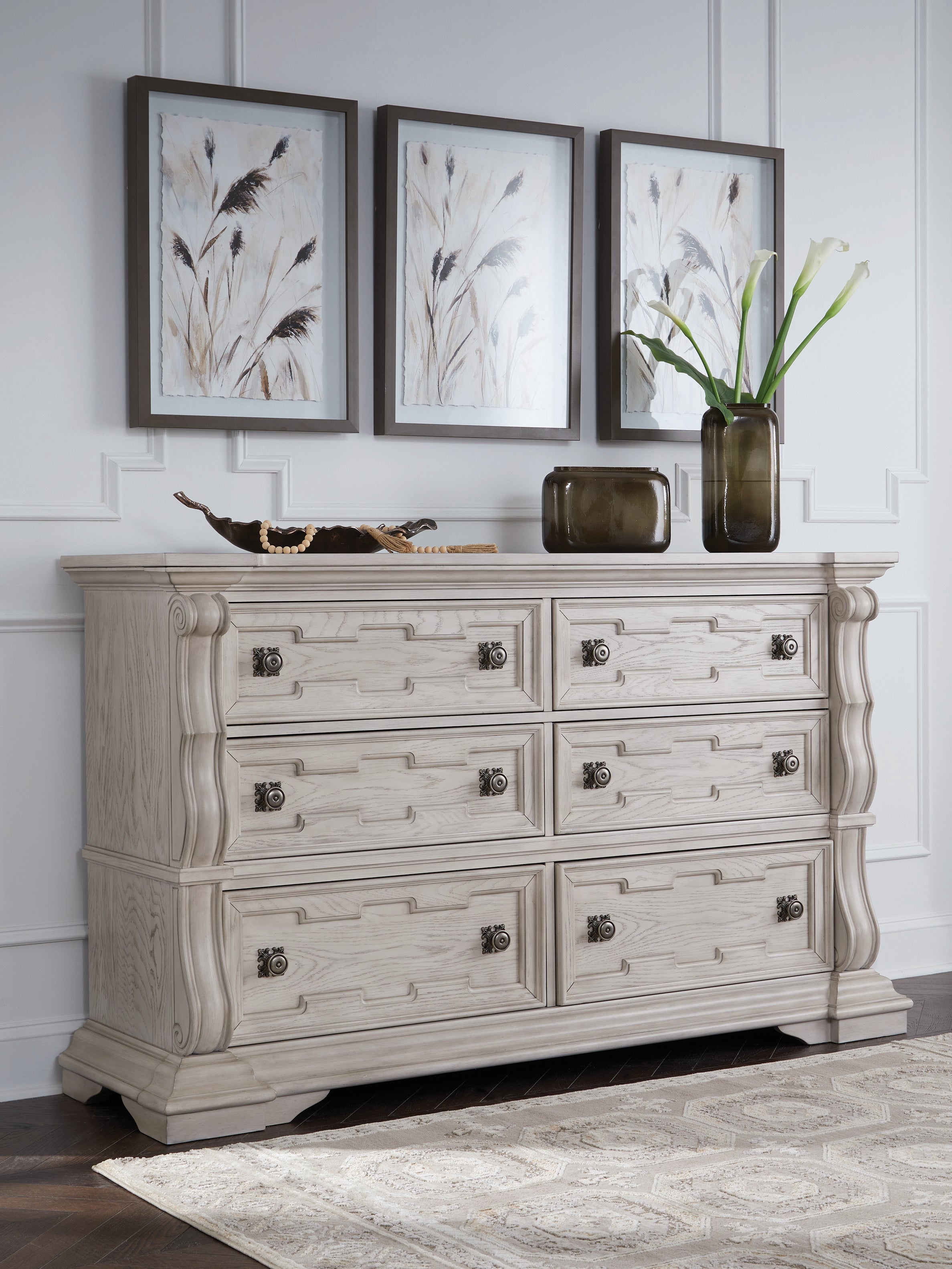 Ashley Furniture - ANDONHALL DRESSER - Light Gray Wood - Dresser & Mirror - Additional View 1