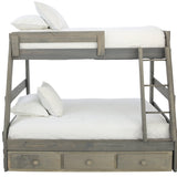 SAWYER DRIFTWOOD TWIN OVER FULL BUNKBED WITH STORAGE AND BUNKIE BOARDS