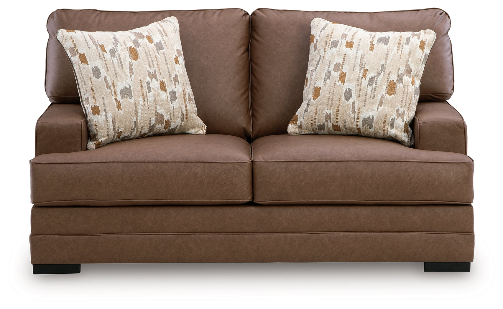 Ashley Furniture - VILLACOURT CARAMEL LOVESEAT - Light Brown Faux Leather - Loveseats - Additional View 2