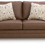 Ashley Furniture - VILLACOURT CARAMEL LOVESEAT - Light Brown Faux Leather - Loveseats - Additional View 2