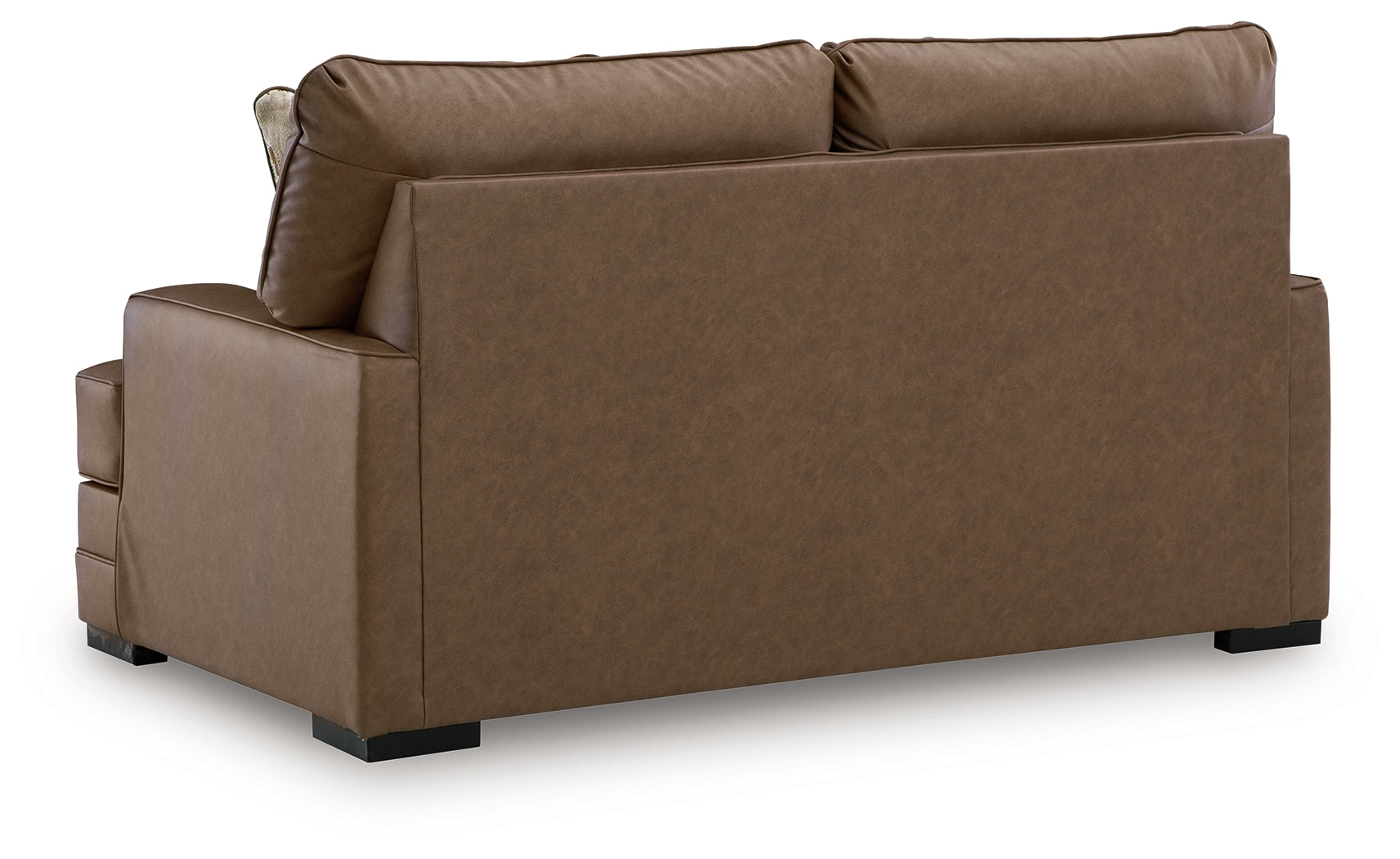 Ashley Furniture - VILLACOURT CARAMEL LOVESEAT - Light Brown Faux Leather - Loveseats - Additional View 3