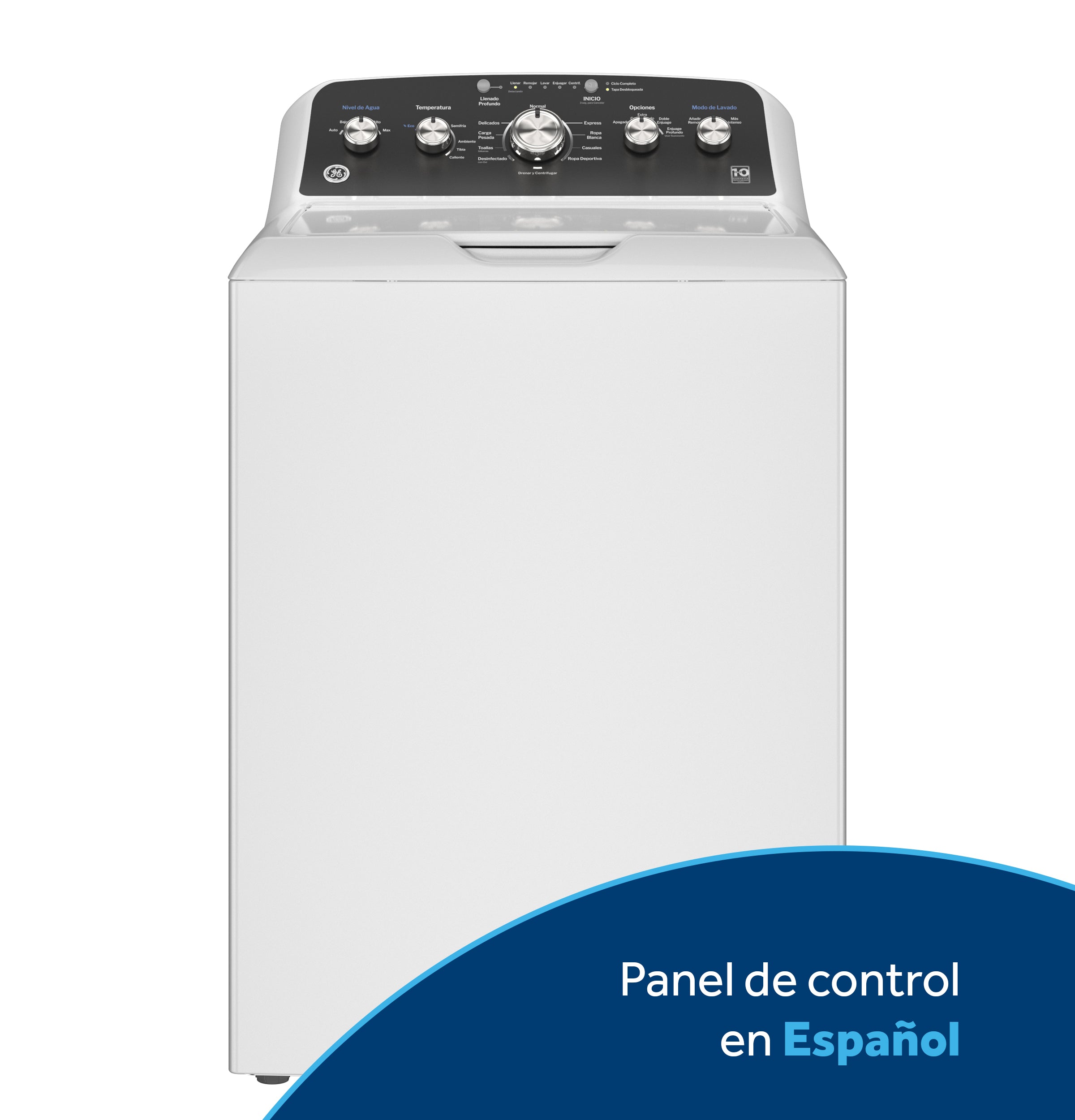 GE WHITE TOP LOAD 4.5CU WASHER WITH SPANISH PANEL - Washers