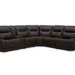 BROCKTON CHOCOLATE LEATHER 3P POWER 6 PIECE SECTIONAL