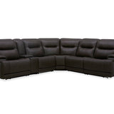 BROCKTON CHOCOLATE LEATHER 3P POWER 6 PIECE SECTIONAL
