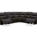 BROCKTON CHOCOLATE LEATHER 3P POWER 6 PIECE SECTIONAL - Additional View 1