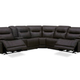 BROCKTON CHOCOLATE LEATHER 3P POWER 6 PIECE SECTIONAL - Additional View 1
