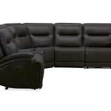 BROCKTON CHOCOLATE LEATHER 3P POWER 6 PIECE SECTIONAL - Additional View 2