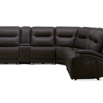 BROCKTON CHOCOLATE LEATHER 3P POWER 6 PIECE SECTIONAL - Additional View 3