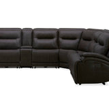 BROCKTON CHOCOLATE LEATHER 3P POWER 6 PIECE SECTIONAL - Additional View 3