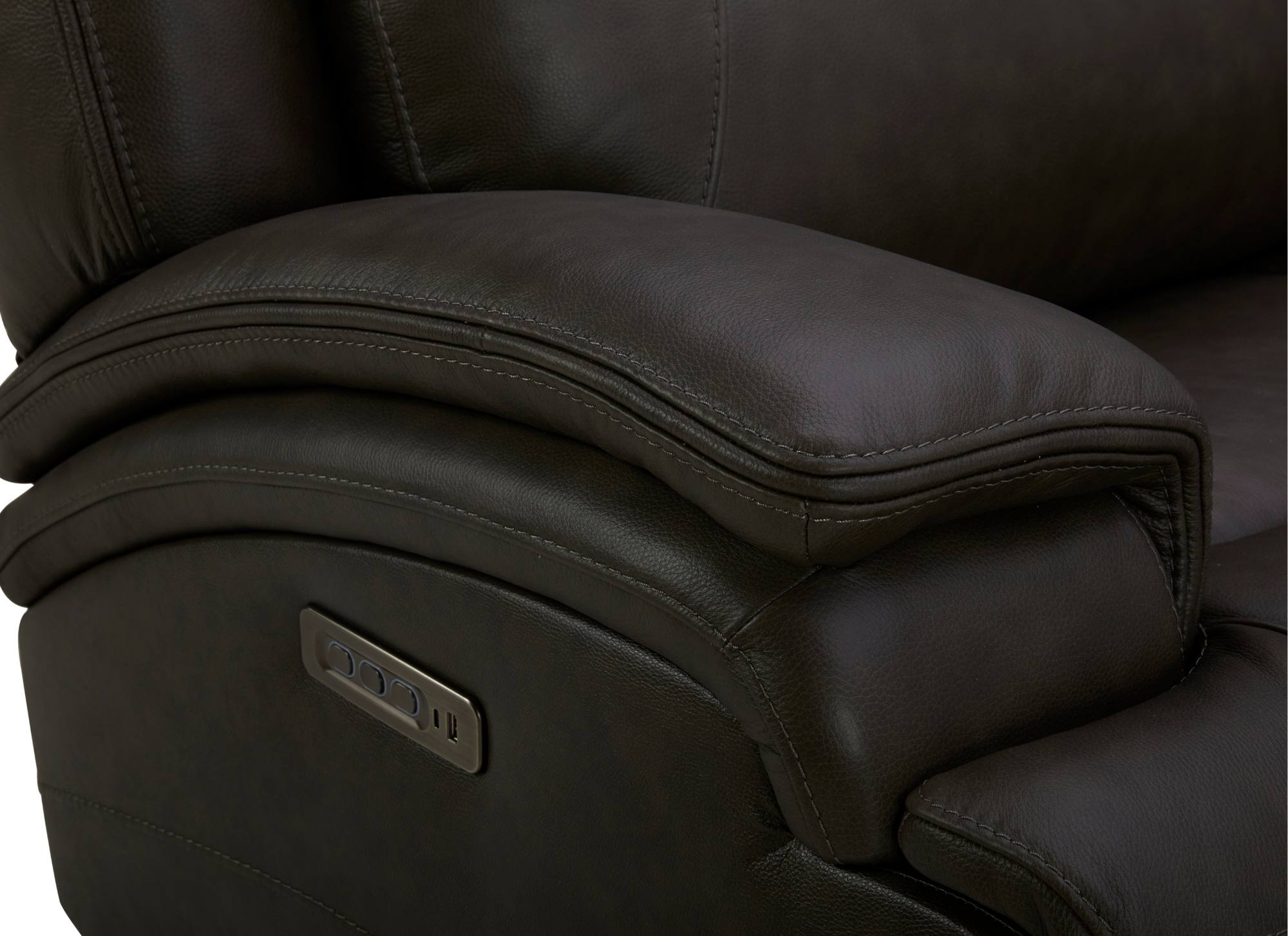 BROCKTON CHOCOLATE LEATHER 3P POWER 6 PIECE SECTIONAL - Additional View 4