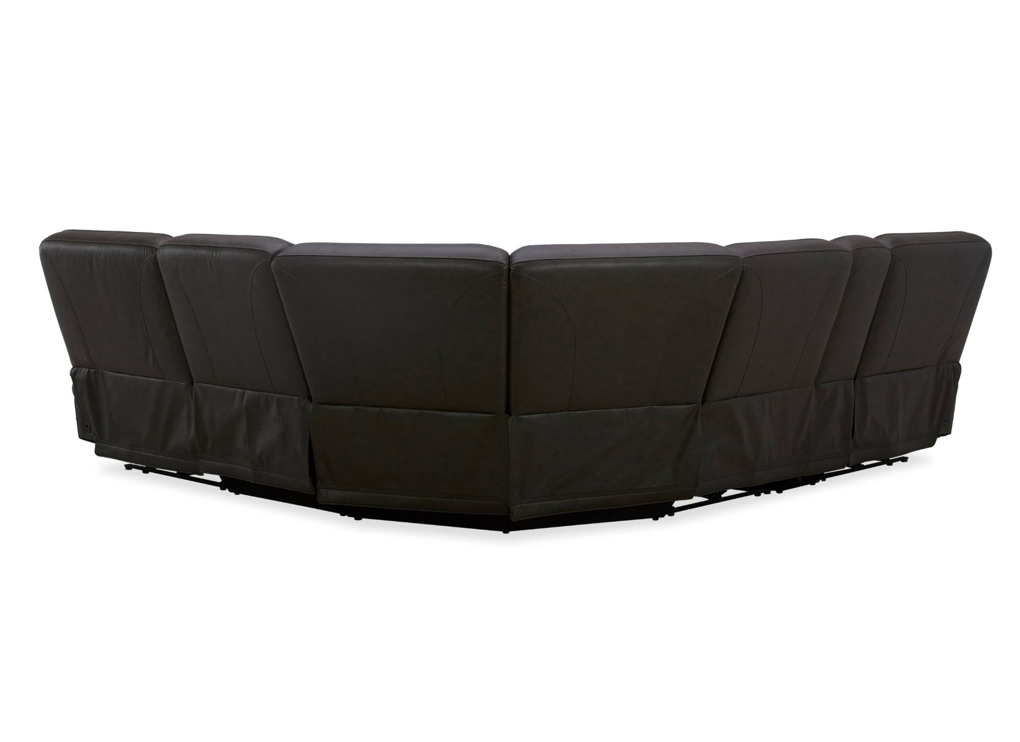 BROCKTON CHOCOLATE LEATHER 3P POWER 6 PIECE SECTIONAL - Additional View 5