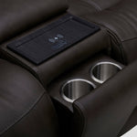 BROCKTON CHOCOLATE LEATHER 3P POWER 6 PIECE SECTIONAL - Additional View 6
