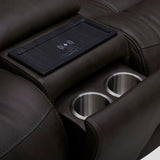 BROCKTON CHOCOLATE LEATHER 3P POWER 6 PIECE SECTIONAL - Additional View 6