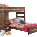 Diego Chestnut Twin Over Full Loft Bed With Bunkie Mattresses