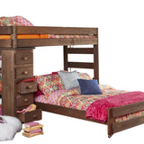 Diego Chestnut Twin Over Full Loft Bed With Bunkie Mattresses