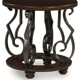 Ashley Furniture - FRALLYN ROUND END TABLE - Dark Brown Wood|Metal - Tables
