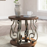 Ashley Furniture - FRALLYN ROUND END TABLE - Dark Brown Wood|Metal - Tables - Additional View 1