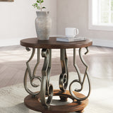 Ashley Furniture - FRALLYN ROUND END TABLE - Dark Brown Wood|Metal - Tables - Additional View 1